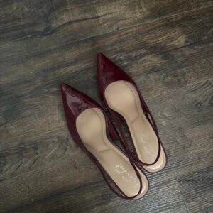 New Look Burgundy Pointed Slingback Heels